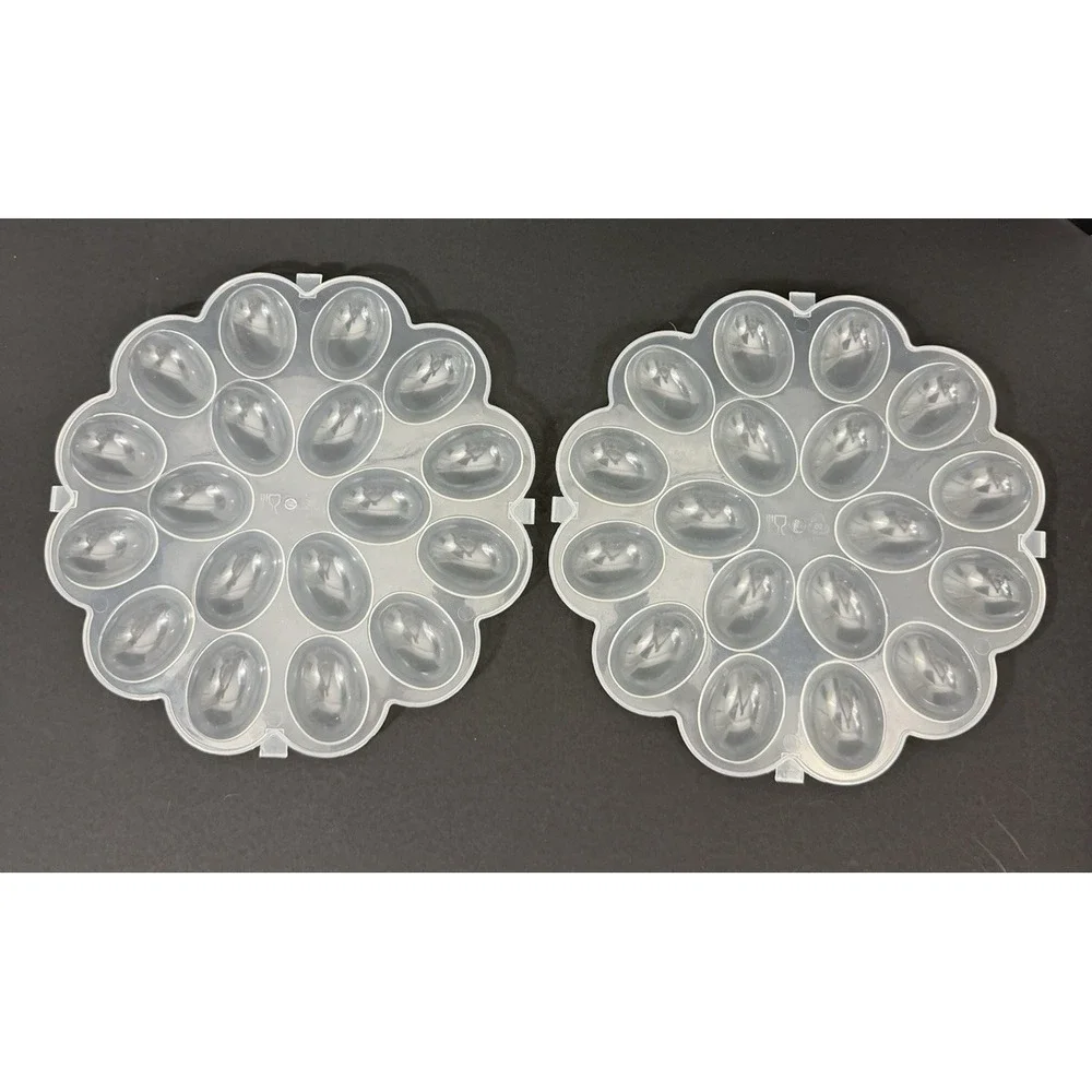 Deviled Egg Trays with Snap on Lids Holds 18 Eggs Each Lot of 2 Trays